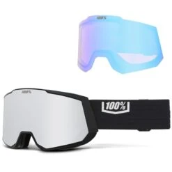 100PERCENT SNOWCRAFT XL HIPER GOGGLE BLACK/SILVER MIRROR SILVER LENS 24